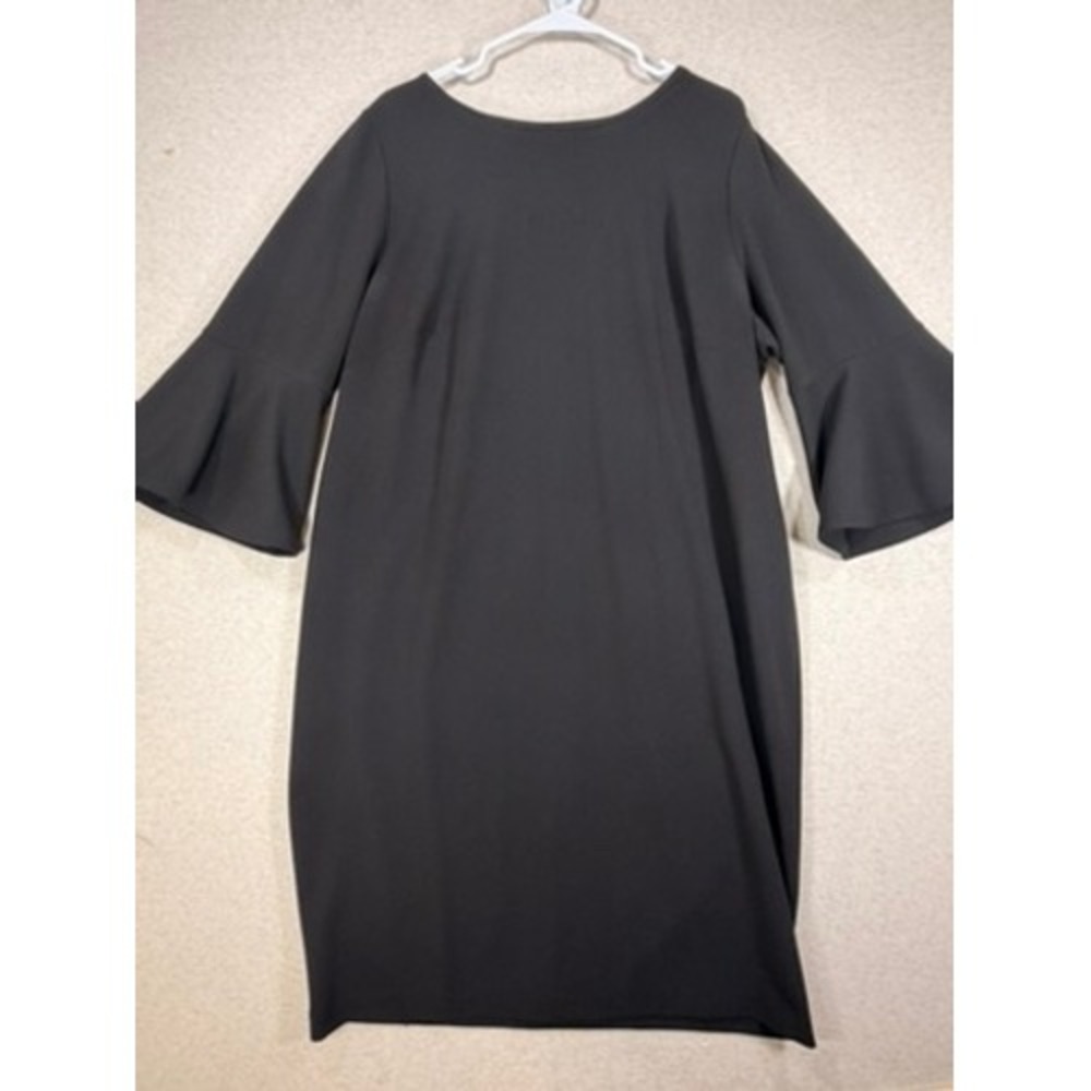 Calvin Klein Bell Sleeve Shift Dress‎ Womens 18W Black Excellent Career Classic